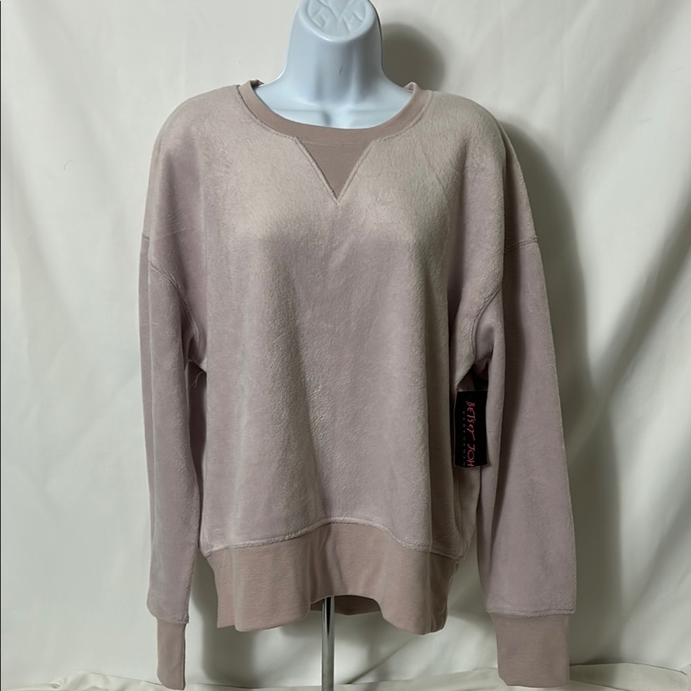 Betsey Johnson Women’s Size XL Dusty Rose Pink Plush Pullover Sweatshirt